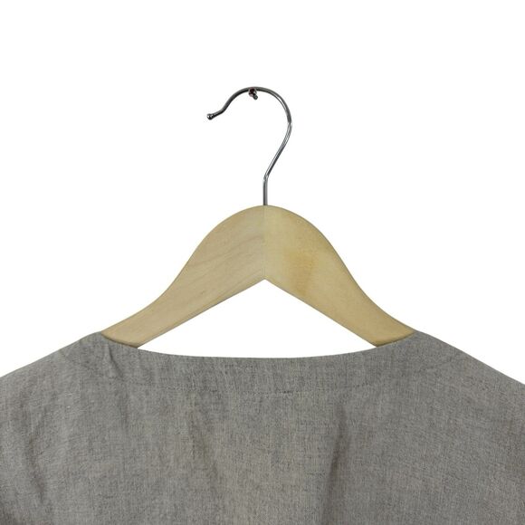 Eileen Fisher Large Organic Linen Button Up Vest Tank Top Brown Tie Back Womens - Picture 11 of 11